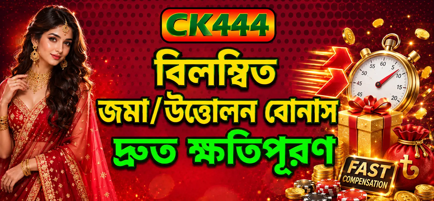 বিলম্বিত জমা ও উত্তোলনে দ্রুত ক্ষতিপূরণ বোনাস | সেরা সেবা CK444